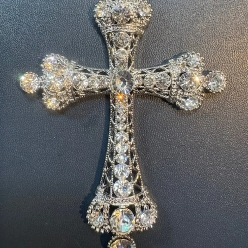 Rhinestone Filigree 4" Cross Pendant - Picture 5 of 6